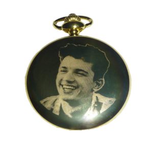 Gold coloured Pocket Watch with engraved photo
