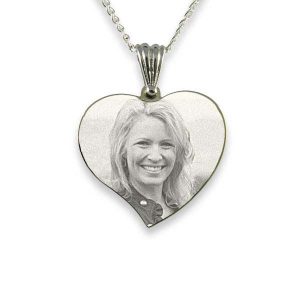 Silver Photo Pendant Small Curved Heart