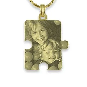 Jigsaw Photo Pendant - Gold Plate Puzzle Keepsake