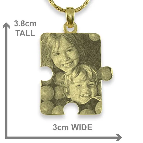 Jigsaw Photo Pendant - Gold Plate Puzzle Keepsake - Image 2