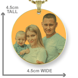 Gold Plate Large Round Colour Photo Pendant Dimensions
