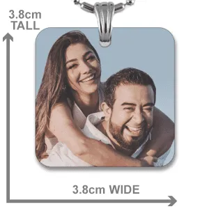 Rhodium Plate Large Square Colour Photo Pendant Dimensions