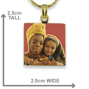 Gold Plate Small Square Colour Photo Pendant Dimensions