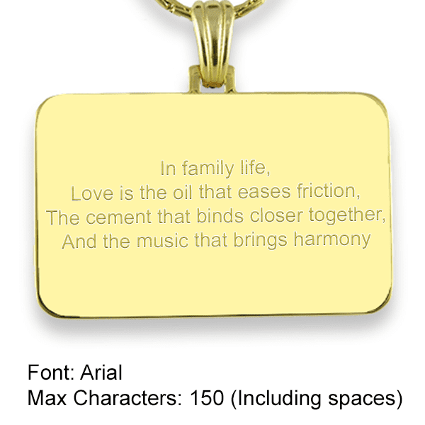 Gold Plate Family Rectangle Colour Photo Pendant Dedication Arial