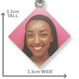 Rhodium Plate Diamond Drop Colour Photo Pendant Dimensions