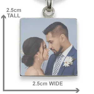 Rhodium Plate Small Square Colour Photo Pendant Dimensions