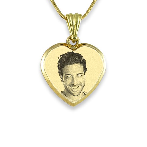 Gold Plate Deluxe Bevelled Small Heart Photo Pendant