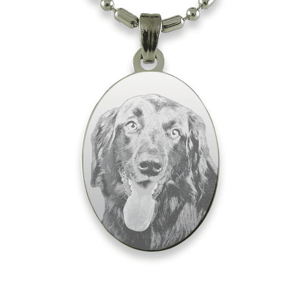 Rhodium Plate Portrait Oval Dog Keepsake