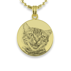 Gold Plate Round Photo Pendant Cat Keepsake