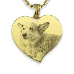Gold Plate Large Curved Heart Dog Keepsake