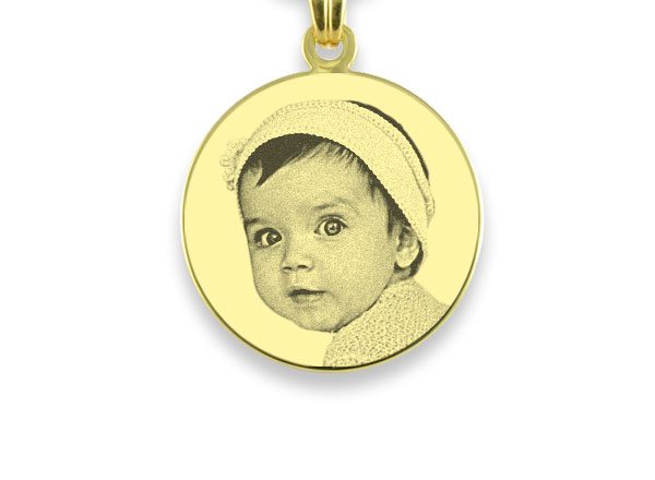 Small Round Gold Plated Photo Pendant