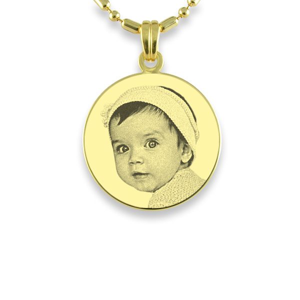 Small Round Gold Plated Photo Pendant