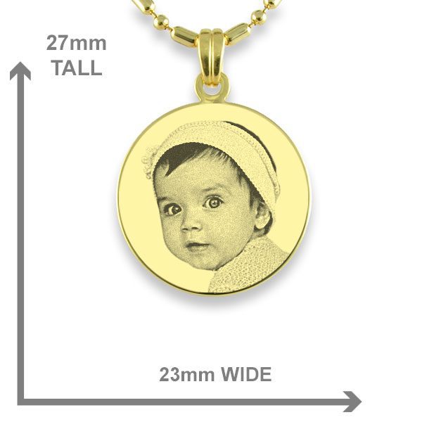 Small Gold Plated Round Photo Pendant Dimensions