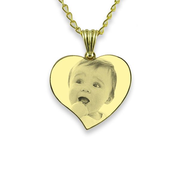 Gold Plate 925 Silver Small Curved Heart Photo Pendant