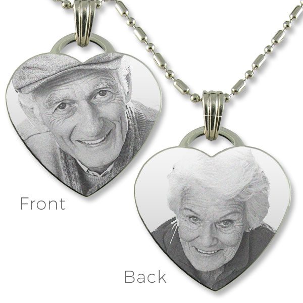 Large Drop Heart Double Sided Photo Necklace