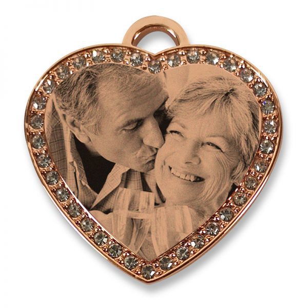 Photo Pendant - Rose Gold Diamante XL Heart - Commemorative & Anniversary Gift