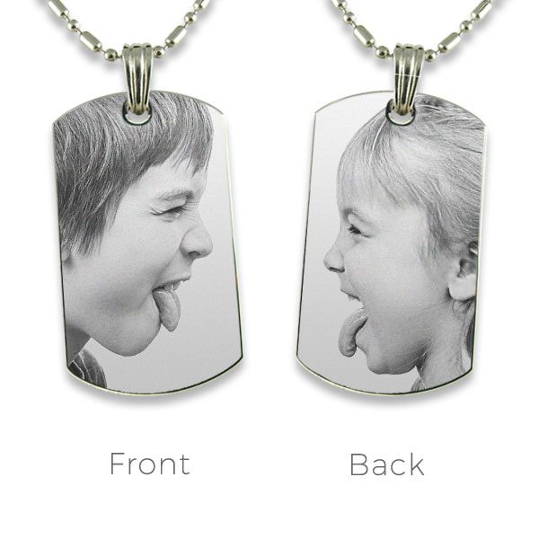 Small ID-Tag Double Sided Photo Pendant