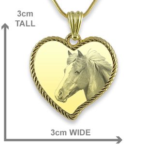 Gold PLate Large Rope Edged Curved Heart Horse Photo Keepsake