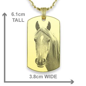 Gold Plate Large Id Tag Horse Photo Pendant