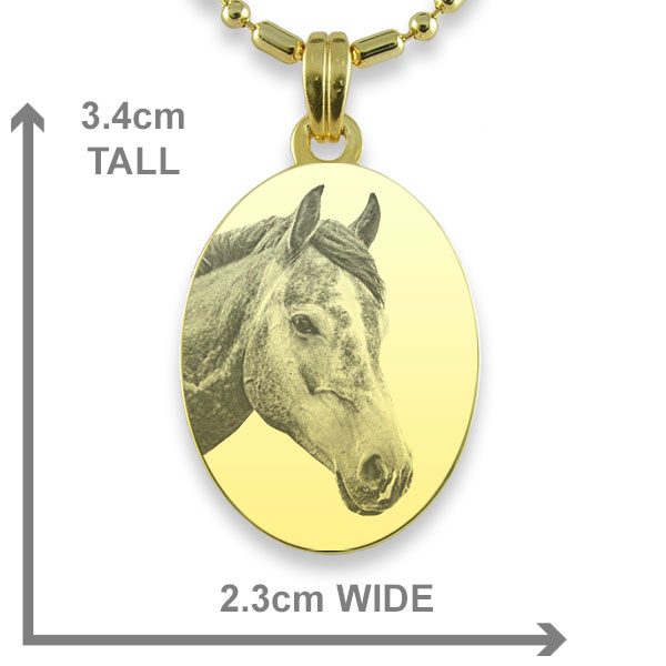 Gold Plate Medium Oval Horse Photo Pendant