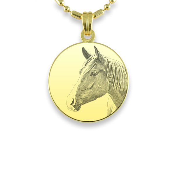 Horse Photo Jewellery Keepsake - Gold Plate Small Round Pendant
