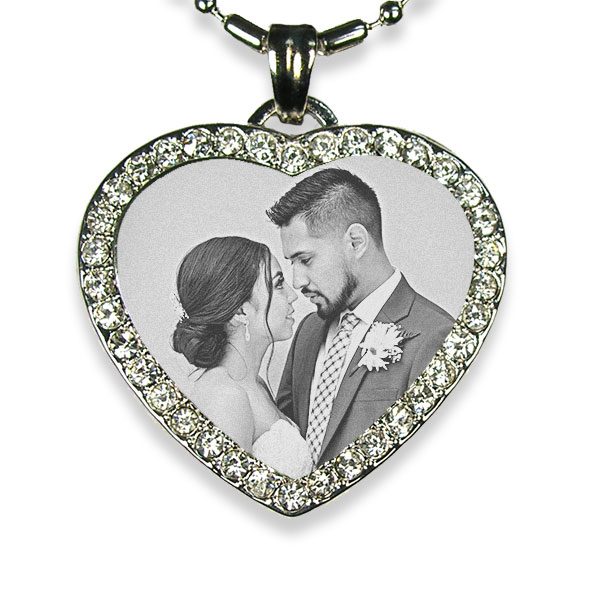 Diamante Photo Pendant of the Wedding Couple