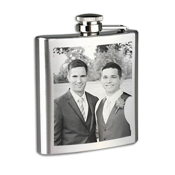 Best Man Photo Engraved Flask