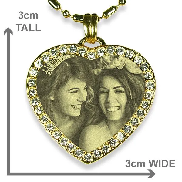 Gold Plate Medium Heart Diamante Photo Keepsake - Image 3
