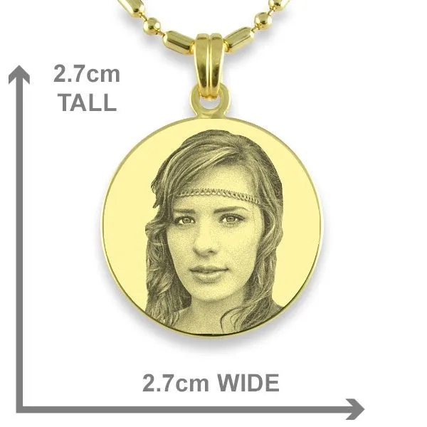 Round Brides Maid Gold Round Photo Pendant Dimensions