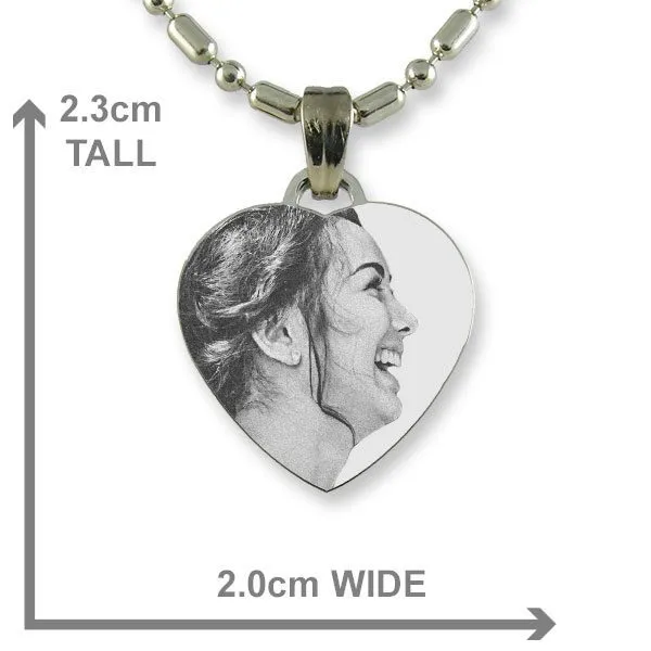 Brides Maids Small Rhodium Heart Photo Pendant Dimensions