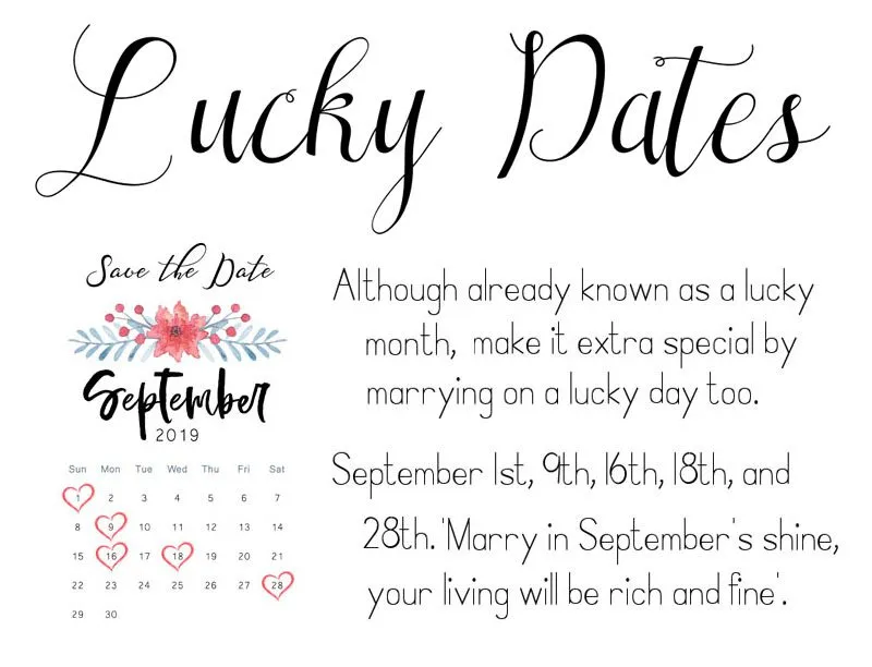 September Wedding Anniversary Engagement Month Save the Date Lucky