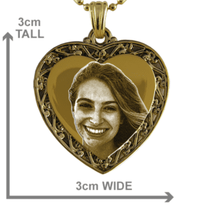 Gold Plate Medium Ribbon Edge Heart Photo Pendant