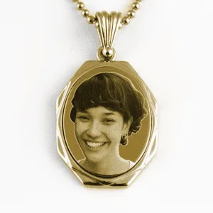 Personalised Photo Jewellery - Gold Plate Large Mounted Oval with Octagon Mount