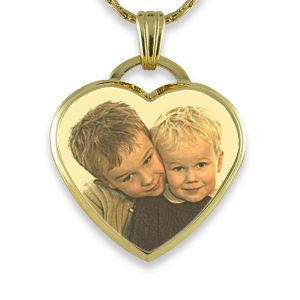 Gold Plate Deluxe Bevelled Large Colour Drop Heart
