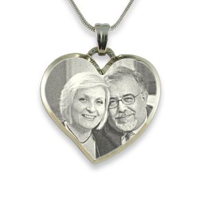 Photo Etched Pendant - Bevelled Medium Curved Heart