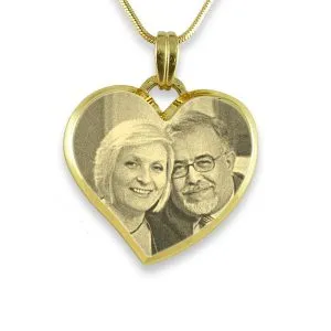 Photo Memorial Keepsake - Gold Plate Bevelled Heart