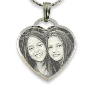 Photo Etched Jewellery - Bevelled Large Drop Heart