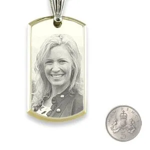 5p Scale Large Stainless Steel Bevelled ID-Tag Photo Pendant