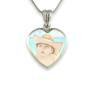 Medium Heart Printed Colour Photo Pendant 