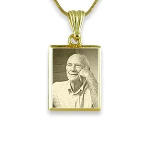 In Memory Photo Keepsake - Gold Plate Portrait Pendant