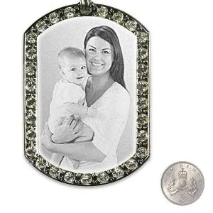 Extra Large Engraved Diamante Photo Necklace - Image 3
