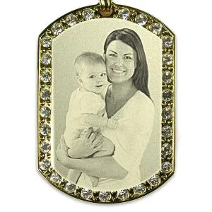 Extra Large Gold Plate Diamante Photo Necklace