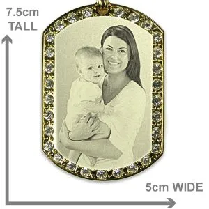 Extra Large Gold Plate Diamante Photo Necklace - Image 3
