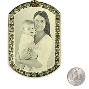 Extra Large Gold Plate Diamante Photo Necklace - Image 2