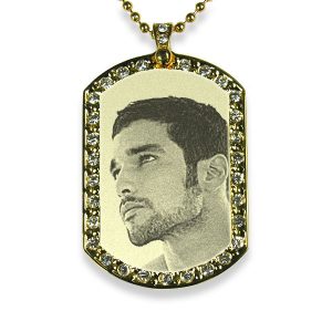 Engraved Photo Pendant - Personalised Gold Plate Diamante Necklace
