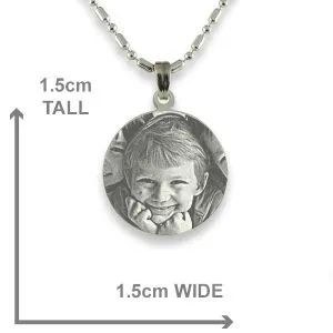 Dimensions of Rhodium Mini Round Photo Pendant