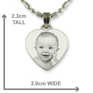 Dimensions of Stainless Steel Small Heart Photo Pendant
