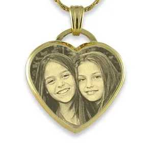 Photo Memento - Gold Plate Bevelled Large Drop Heart