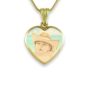 Gold Plate Deluxe Bevelled printed colour Photo Pendant