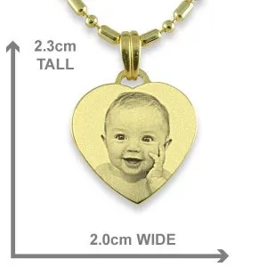 Dimensions of Gold Plated Small Heart Photo Pendant